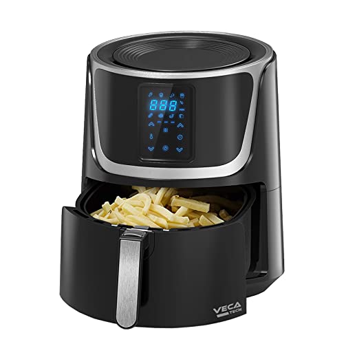 VECATECH heteluchtfriteuse friteuse hetelucht friteuses Air Fryer Aerofryer met groot digitaal led-touchscreen, voorverwarmen en warm houden (5,5 liter)