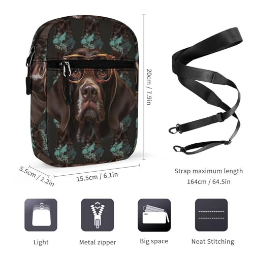 Personalized Small Crossbody Bag Water Resistant Messenger Bags Mini Shorthaired Pointer Printing SlingBag For Men Women2