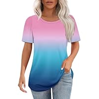 Generico Top Donna Maglietta Eleganti Termiche Estiva Sportivo Simpatiche Particolari Asimmetrica Magliette Basic Donna Manica Corta Estivi Simpatica MES Commandes Estive Estivo Firmata Azzurro S