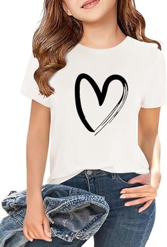 Image of Girls Short Sleeve Tee Shirts Kids Summer Crewneck Tops 5-14 Years