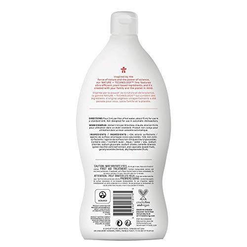 Image of ATTITUDE Dish Soap, EWG Verified, Plant-Based & Vegan Dishwashing Liquid, Naturally Derived, Pink Grapefruit Scent, 23.7 Fl Oz