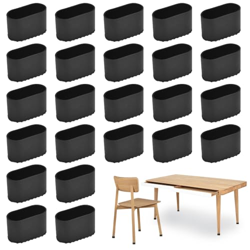 VGECEE 24 Stück Stuhlbeinkappe Kunststoff Stuhlbeinschutz Oval Stuhlbeinkappen 38x20mm Stuhlbeinschutz Fußkappen Stuhlbein Bodenschutz rutschfeste Stuhl Schutzkappen Bodenschoner für Stuhl, Möbel