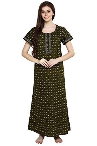 Image of Evolove Women's Cotton Long Maxi Night Gown Nighty Dress with Pocket, Super Soft Comfortable (LNG-Cotton-2)