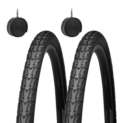 2 COPERTONI Bici 28 700 X 35 + CAMERE Pneumatici Neri 28 1 5/8 3/8 (37-622) per Bicicletta Bici City Bike Trekking 28'