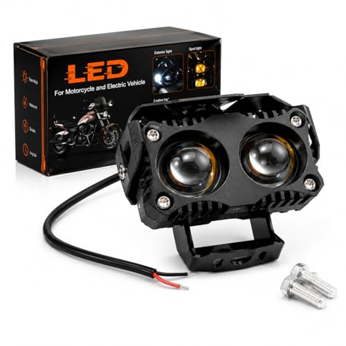 Image of Universal Dual Lens LED Auxiliary Fog Light 40W | Projector Spotlight for Motorcycle and Car | 12V Waterproof Driving Lamp with Mounting Kit | High Brightness White Beam