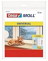tesamoll Universal Schaumstoff - Schaumstoffdichtung zum Isolieren von Spalten im Haushalt, selbstklebend - Weiß - 10 m x 15 mm x 5,5 mm