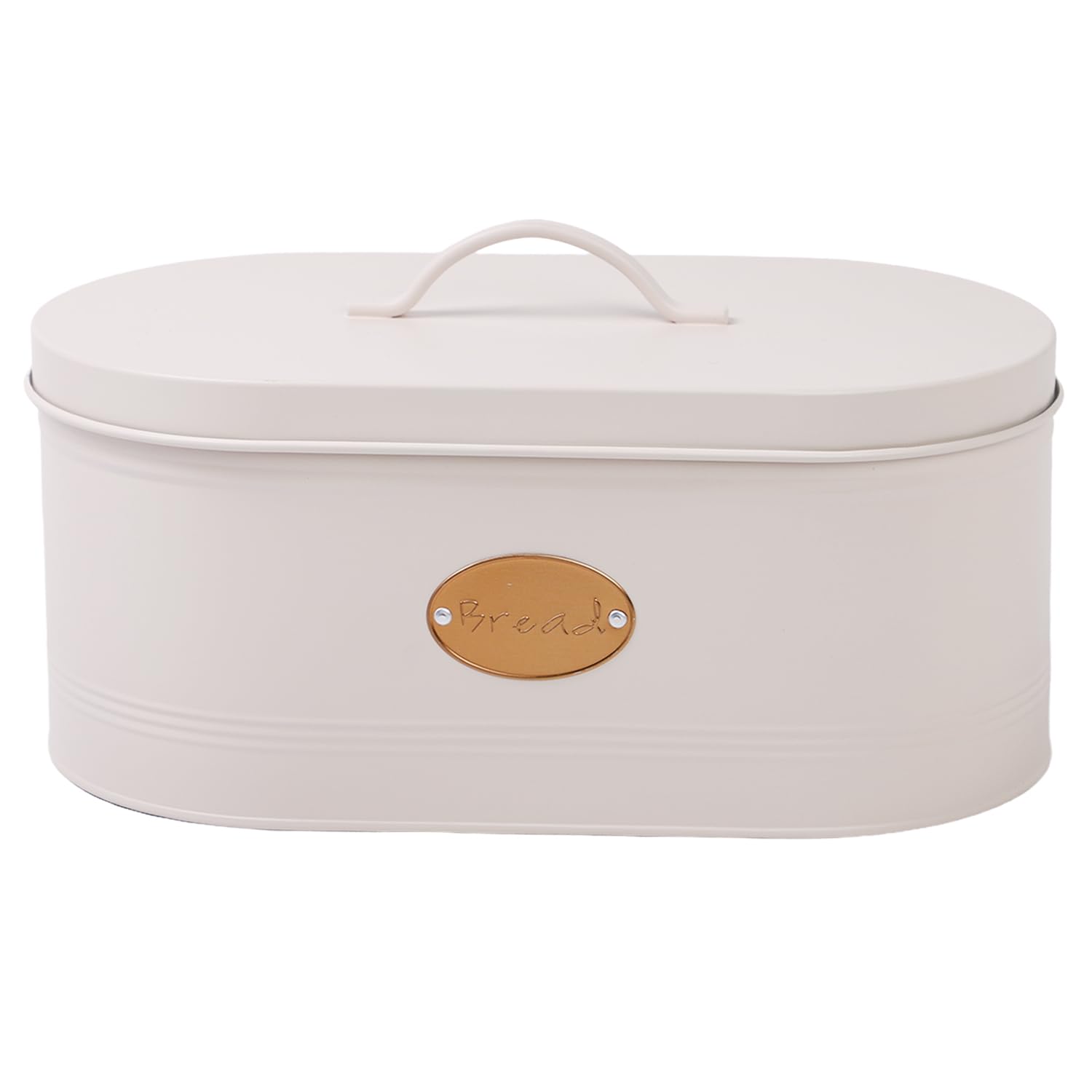 Daniel James Housewares Cream Kitchen Bread Bin With Lid, Large Kitchen Food Storage Container With Lid, Colour Metal Bread Tin, Bagel Bin Loaf Storage