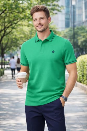 Image of Mens Pique Polo T-Shirt | Cotton Rich, Smart Fit Polo with Embroidered Logo | Casual & Sports Wear | Polo T-Shirt for Men