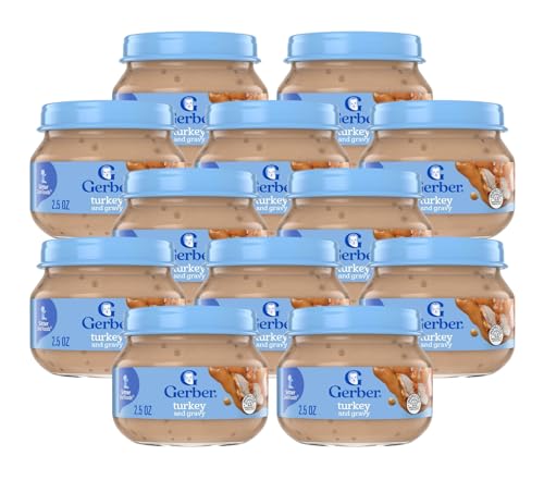 Gerber Mealtime for Baby 2nd Foods Baby Food Jar, Non-GMO Pureed Baby Food with Essential Nutrients (Turkey)