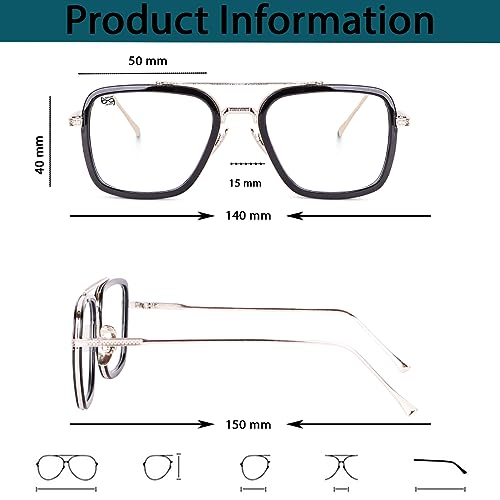 Image of UV Protection | blue light block glasses for computer | anti Glare | Iron man | Tony stark | Spectacle frame for Men & Women | Metal frame with clear glass