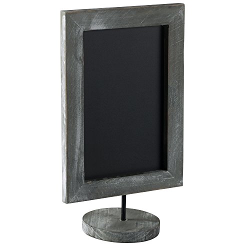 Mygift Set Of 2 Chalkboard Sign With Vintage Gray Wood Frame And Round Base, Tabletop Rustic Wedding Table Place Card Sign, Small Kitchen Countertop Memo Board #TOP4