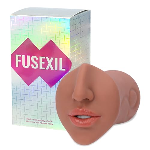 FUSEXIL Male Masturbators Adult Sex Toys with Realistic Textured Blowjob Stroker Sleeve for Men Real Mouth Deep Throat Oral Sex for Man Masturbation Pleasure (Brown)