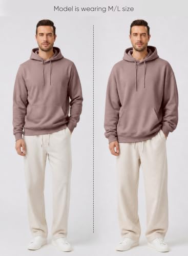 Image of JMIERR Mens Fleece Lined Hoodie Pullover Drawstring Pocket Winter Warm | Cozy fleece-lined pullover, adjustable drawstring hood, kangaroo pocket, regular fit, machine wash