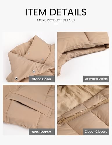 Himosyber Womens Puffer Vest Sleeveless Casual Loose Winter Warm Lightweight Stand Collar Down Jacket Coats4