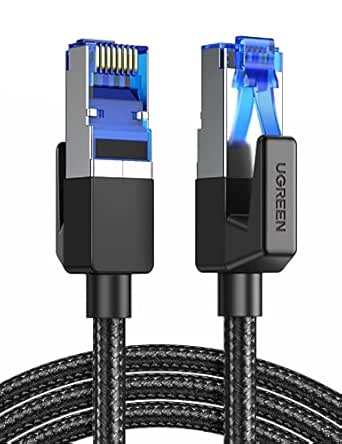 UGREEN Ethernet Cable 20M, Cat 8 Internet Cable High-Speed 40Gbps 2000MHz RJ45 LAN Cable, F/FTP POE Braided Gigabit Network Cable Compatible with Xbox/Switch/PS5/WiFi Extender/Router/Modem Patch Panel