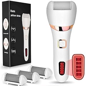 WaVes Hard Skin Remover,Proffessinal Waterproof electric foot file with LED Power display, Come with 3 Roller Heads and…