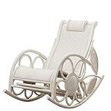 Dimensioni: m:70x110x135cm. YYSS Sedia a Dondolo Sedia a Dondolo in Vero Rattan Naturale Sedia a Dondolo in Legno di Rattan Bianco Pausa Pranzo Poltrona reclinabile Balcone Sedia in Rattan Vecchia poltro