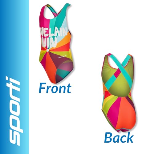 Image of Sporti Wide Strap Athletic One Piece Swimsuit for Women - Graphic Design Pattern - Swim Team Bathing Swimsuit for Competiton