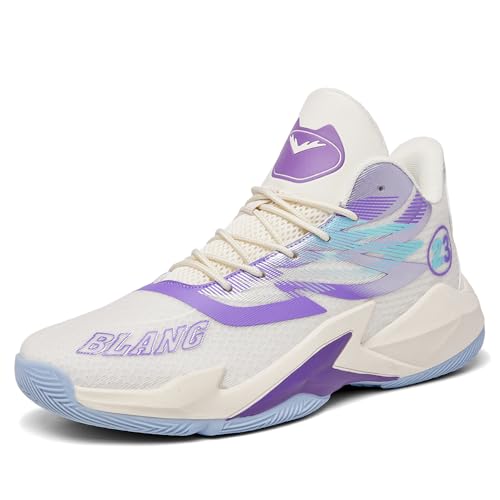 Image of Basketball Shoes for Womens Mens High Top Colorful Volleyball Fashion Breathable Sneakers Lace Up Sport Outdoor Lightweight Non Slip Shoe