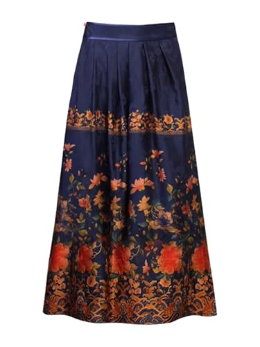 HangErFeng Women Silk Fragrant Cloud Yarn Print Jacquard Skirt 129