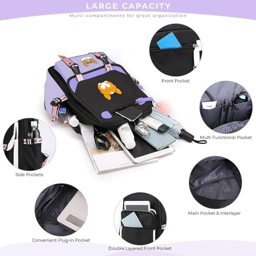 Violet Cute Hawaii Corgi Backpack Kawaii Lightweight Bookbag for College Outdoor Train 18 X 11.4 X 6.3inch4