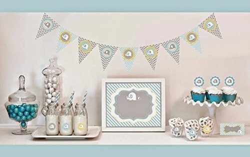 2 SETS of 95 Blue Elephant Decorations Starter Kit
