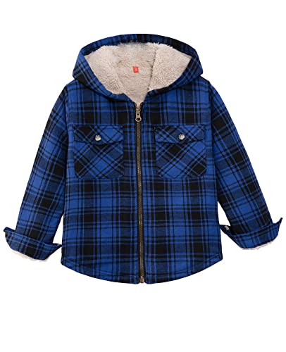 Image of ZENTHACE Boys Sherpa Fleece Lined Flannel Jacket