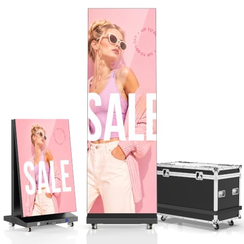Image of 80 inch Seamless Splicing LED Display, Foldable Poster Screen with P1.86 Digital Signage Display LED Totem with USB /HDMI /WiFi /Remote