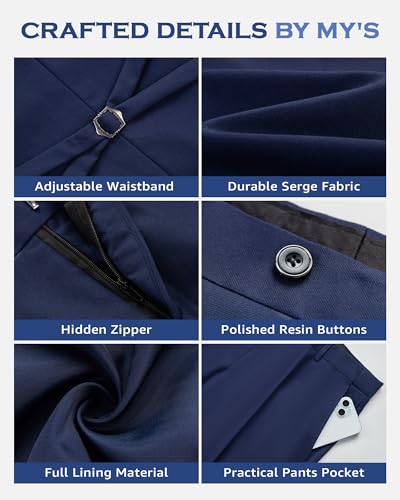 MY'S Men's 2-Piece Suit, Vest Pants Set for Men, Casual Waistcoat with Tie for Prom Wedding Homecoming3