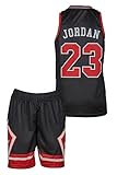 basketball trikot mädchen Chicago Amdrabola Chicago Michael Jordan Basketball Kinder Trikot Bausatz, Schwarz, Komm mit Shorts Basketballfans (164,Schwarz)