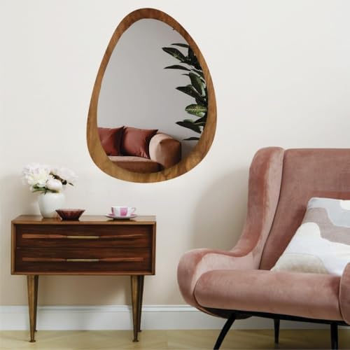 Espelho Oval Decorativo com Moldura em Madeira, 80x60 cm, Design ...