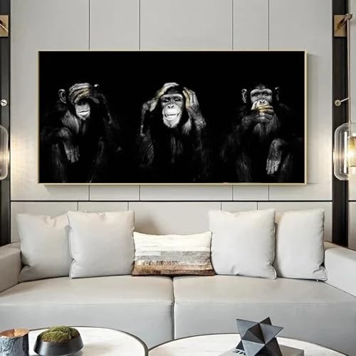 Toile 3 singes drôles pour habiller un mur vide