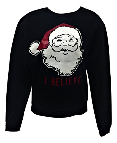 Women's I Believe Santa Claus Holiday Christmas Spirit Ugly Sweatshirt (XL)