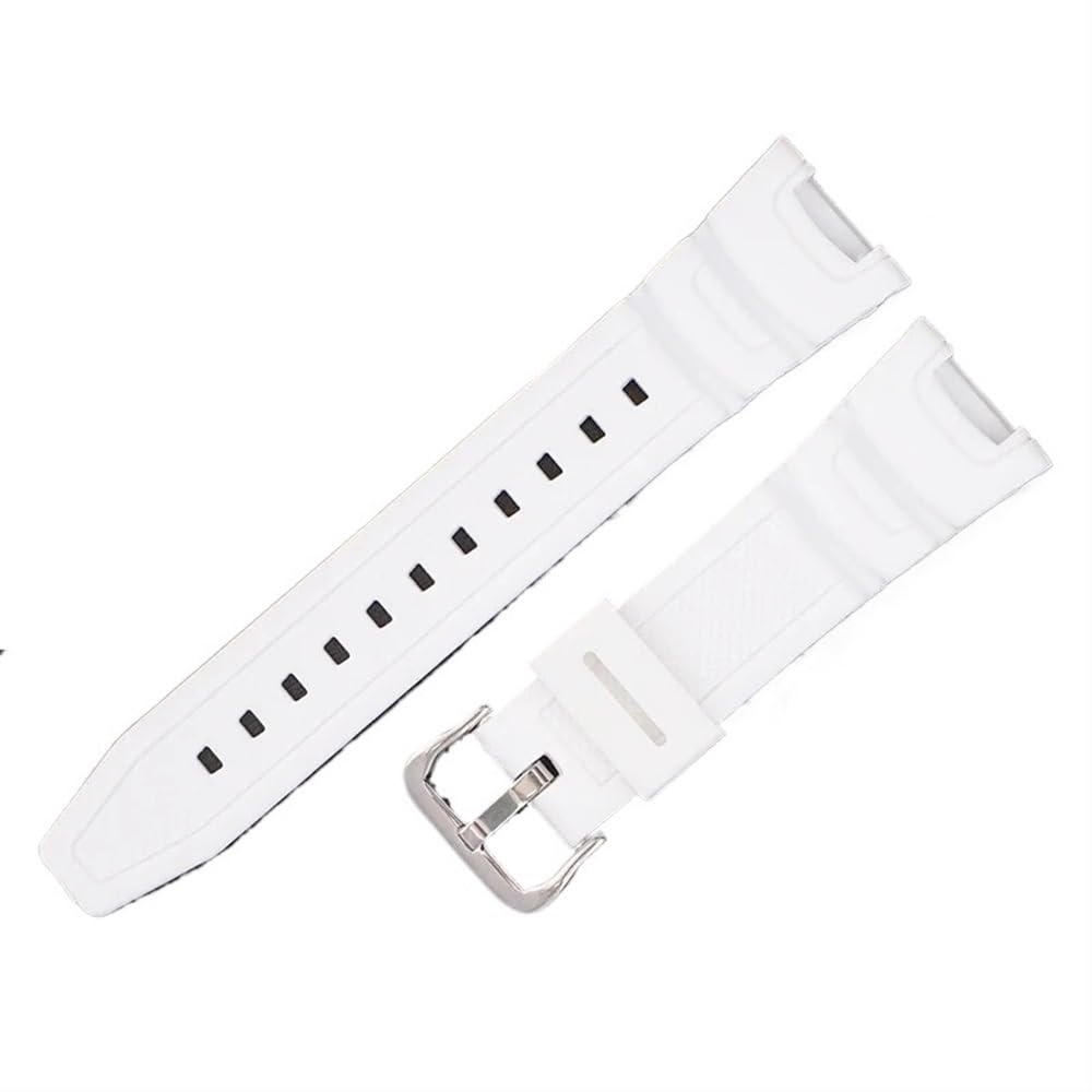 YSABVCP Fit For Casio SGW-100 200 3157 Prg110 Series Concave Interface Watchband Resin Watch Strap Pin Buckle Accessories(White-Steel-K5)