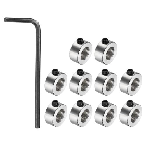 sourcing map 10 Pack Shaft Lock Collar, 6.05mm Bore Screw Lock Ring 11mm OD 5mm Height Steel Material Isolation for 3D P