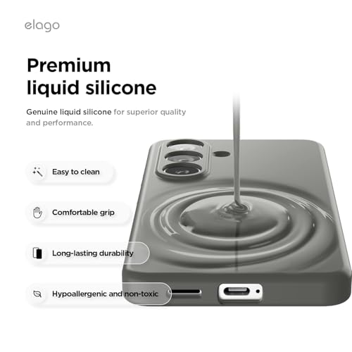Image of elago Premium Magnetic Silicone Case for Galaxy S26 Plus | Compatible with MagSafe Accessories, Protective Cover, Shockproof, Slim, Anti-Scratch Soft Microfiber Lining (Medium Grey)