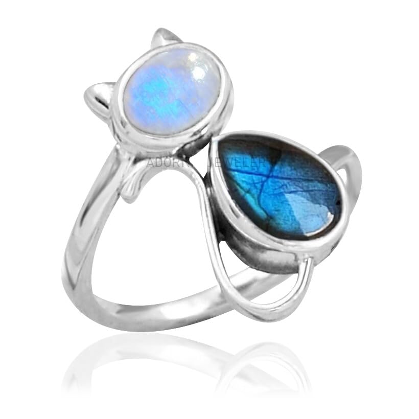 Sterling Silver Lab Labradorite Moonstone Ring