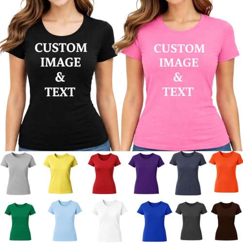 Ladies Customized Fan Tee Shirt, Design Your Own by Uploading Photos, Text, Logos Or Any Design, Custom Gifts