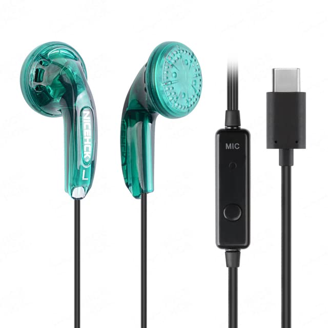 Electronics - NiceHCKs Traceless HD Microphone IEM 15.4mm Dynamic HIFI Music Headset Wired Game Video Earphone 3.5mm/Type-C Optional EB2S MX375 (Type-C Green Mic)