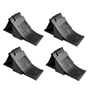 APT Lot de 4 cales de roue avec support en noir pour caravane et remorque