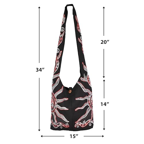 Image of Mandala Crafts Hippie Bag, Large Boho Hobo Purse for Women, Crossbody Shoulder Sling Bags for Indie Style Bohemian Accessory
