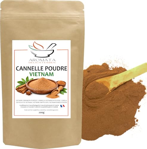 AROMATA – Canela en polvo de Vietnam – 100% natural – 200 g/Canela molida fina, sabor intenso