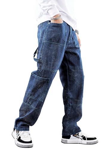 Image of Noble Monk Loose Fit Men's Flip Pocket Jean || Mens Stylish Loose Fit Denim Cargo || Multi-Pocket Styling Pant|| Men Jeans || Jeans for Men