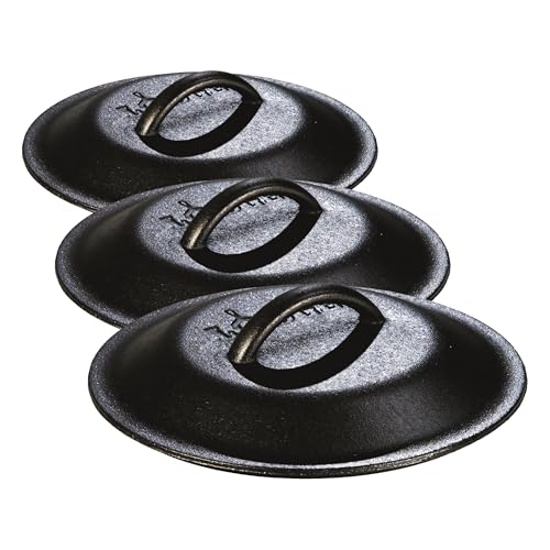 Image of Lodge Seasoned Cast Iron Lid - 8 Inches - Heavy-Duty Iron Cookware Cover for Heat Retention - Seasoned Skillet or Dutch Oven Cover - Replacement Lid (Pack of 3)