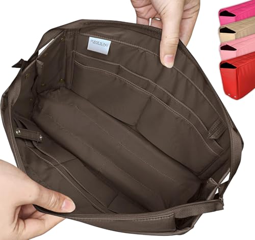 Image of Exclusive Zippered Purse Organizer Insert For Handbags, Shaper For Speedy, Neverfull, On The Go & Graceful Totes (Jumbo, Brown)