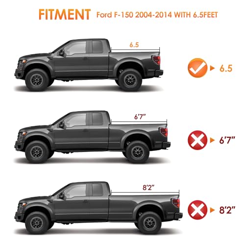 Image of Nilight Soft Roll Up Truck Bed Cover for Ford F150 2004-2014, 6.5ft Bed