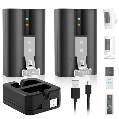 APOLLOENERGY 2 Pack Replacement for Ring Battery with Charger Station, 6040mAh Rechargeable Ring Doorbell Battery Compatible with Video Doorbell 2/3/3plus/4, Stick Up and Peephole Cam Indoor