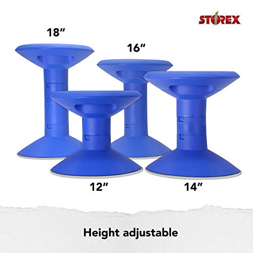 Image of Storex Wiggle Stool - Active Flexible Seating for Classroom, Home and Office, Adjustable 12-18 Inch Height, Blue (00301A01C)