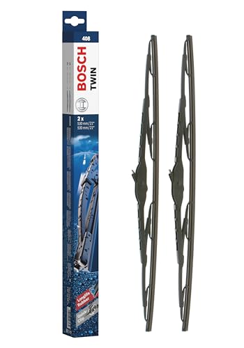Bosch Balais d'Essuie–Glace Plats Conventionnel Twin 408, Longueur: 530mm/530mm – 1 Paire de Balais avant