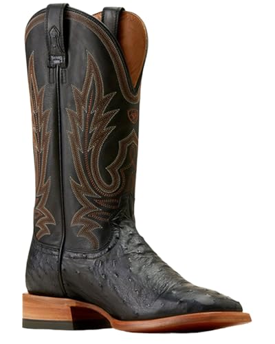 ARIAT Men's Showboat Exotic Ostrich Western Boot Square Toe - 10047084 11.5 EE US Black